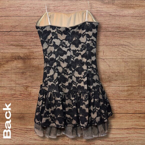 Blondie Nites by Stacy Sklar Black Lace Strapless Party Dress - Size 3 - Picture 3 of 4